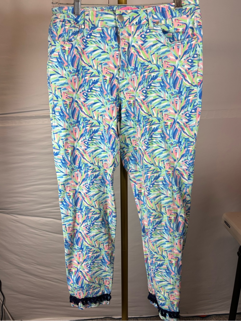 Simply Southern Pants Jeans Women's Size M Pink Multicolor Tassel Fringe